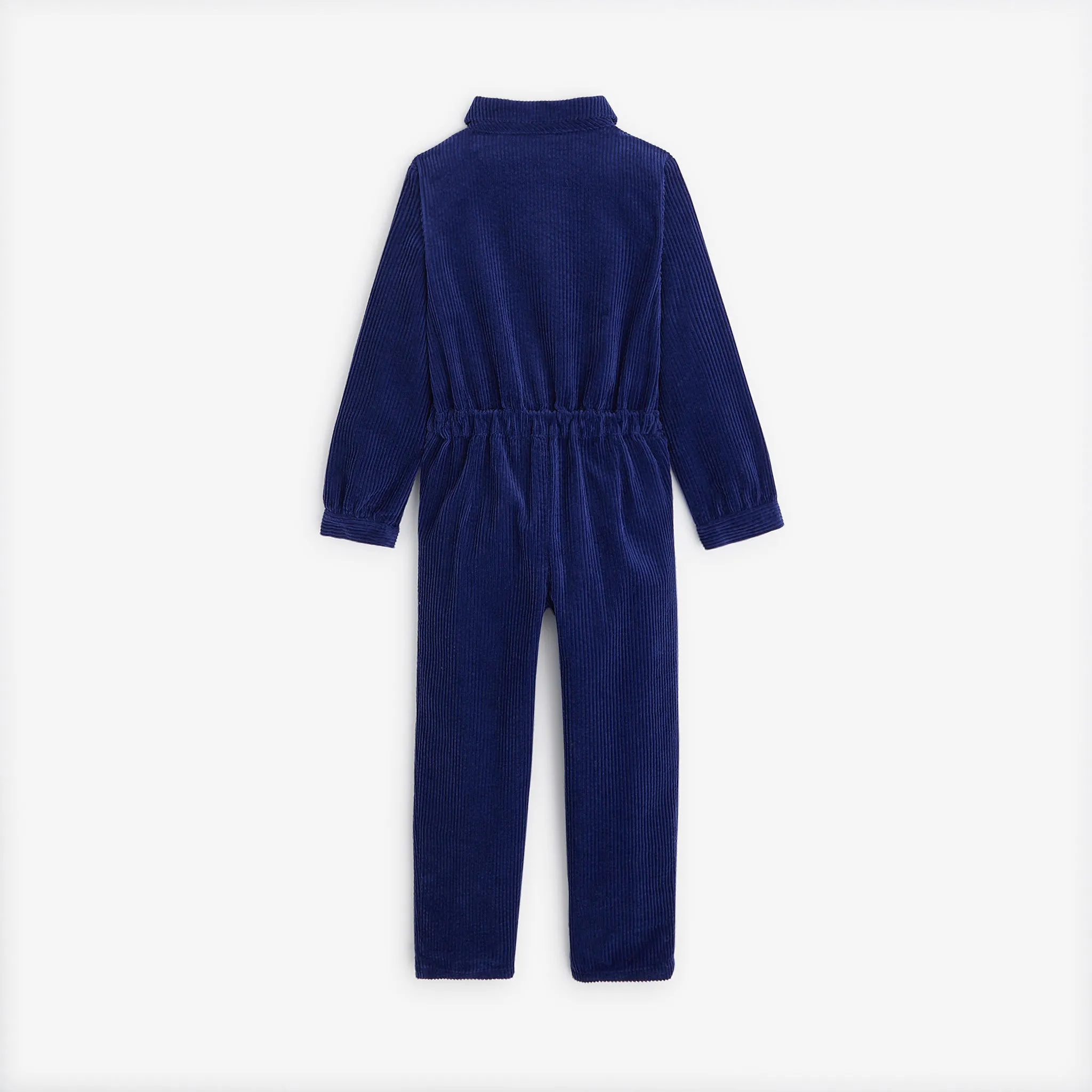 Girls' blue velvet jumpsuit