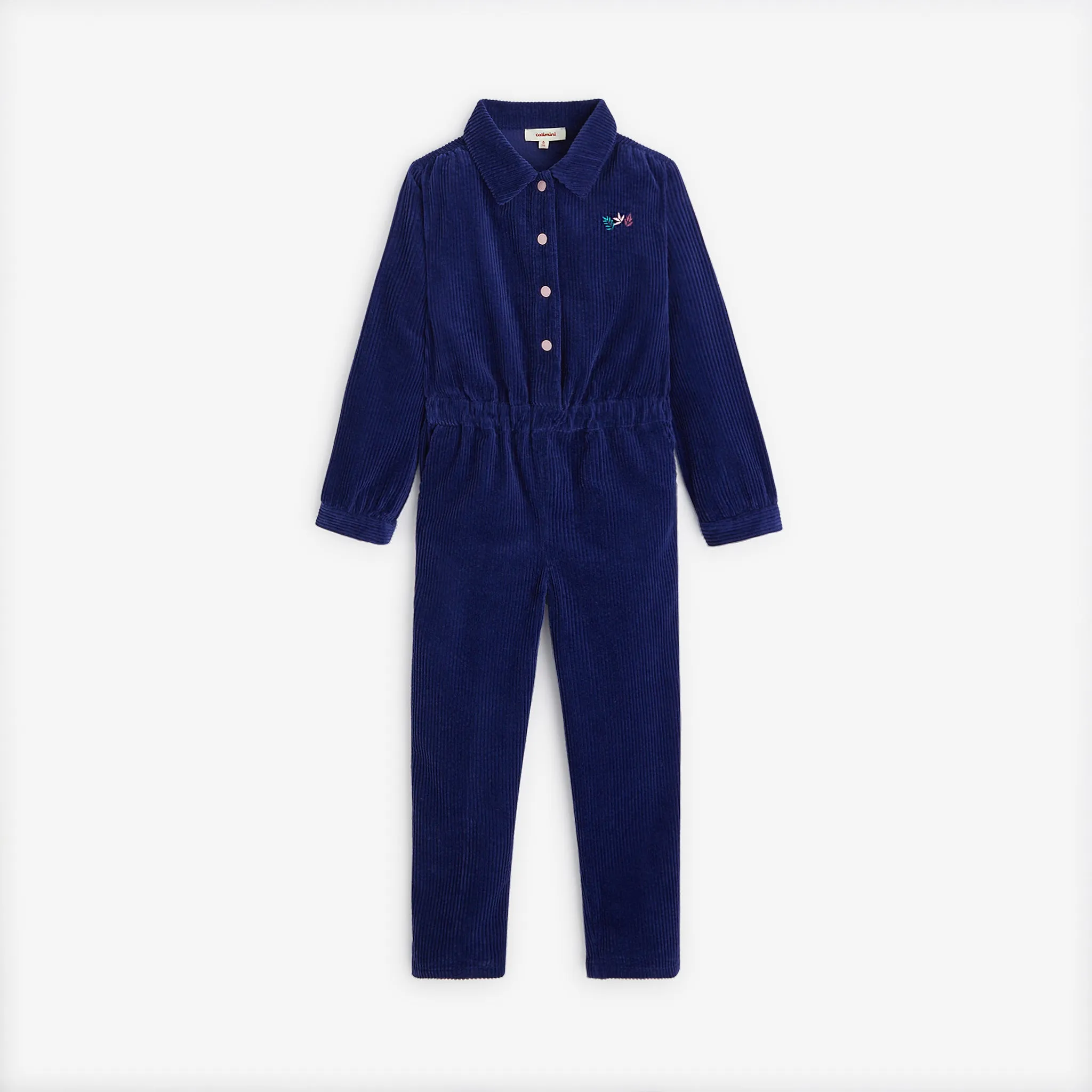 Girls' blue velvet jumpsuit