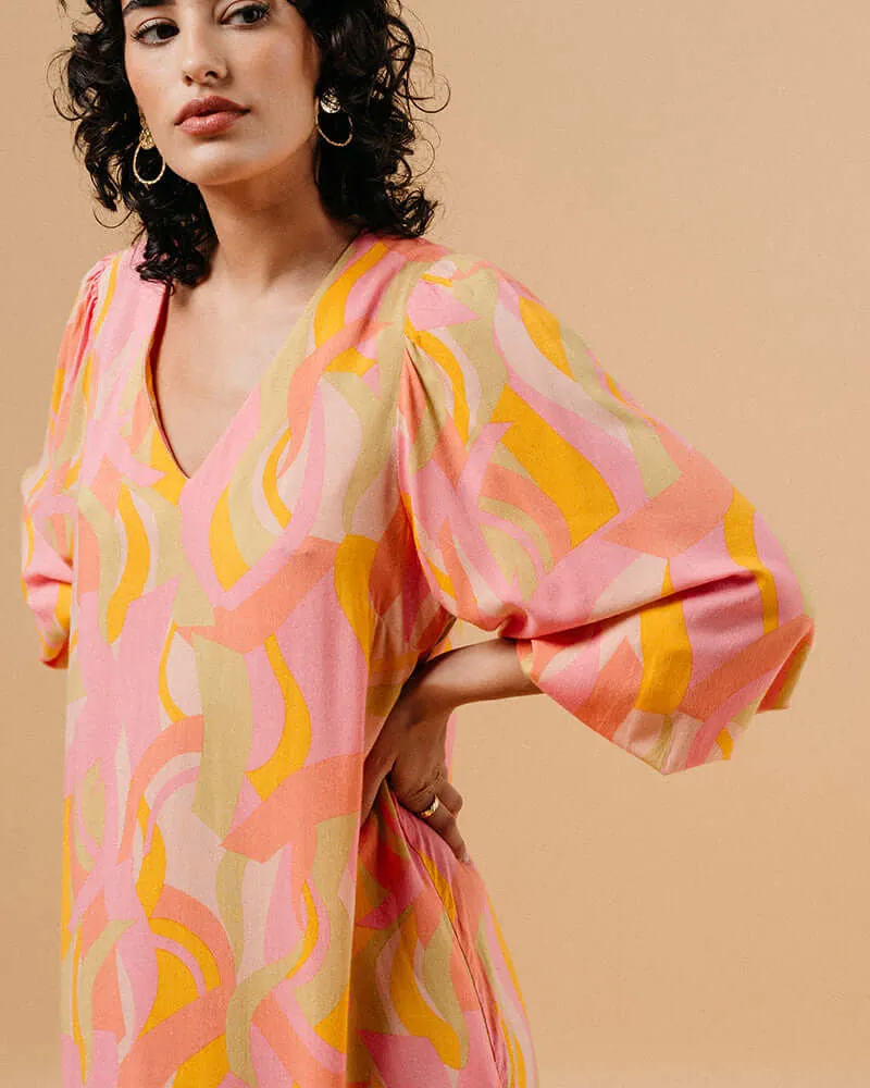 Grace & Mila - Manola 60s Inspired V Neck Maxi Dress