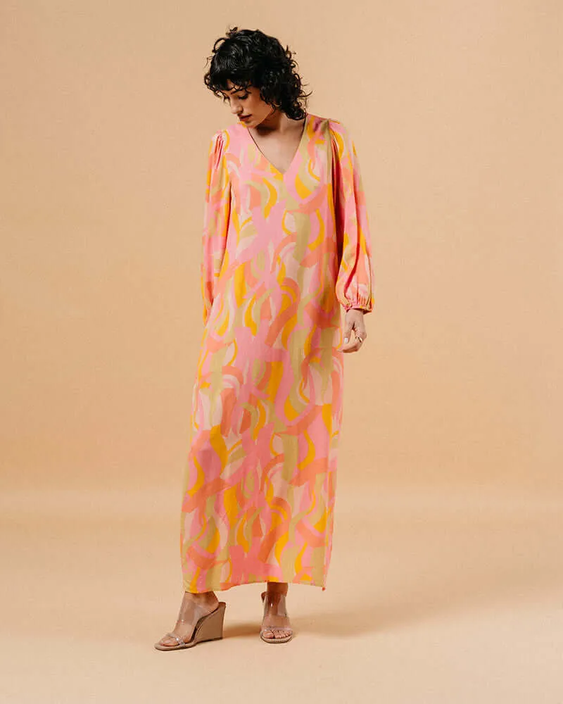 Grace & Mila - Manola 60s Inspired V Neck Maxi Dress