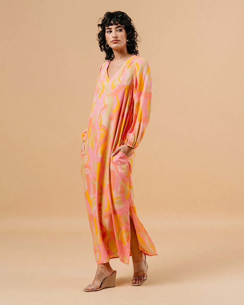 Grace & Mila - Manola 60s Inspired V Neck Maxi Dress