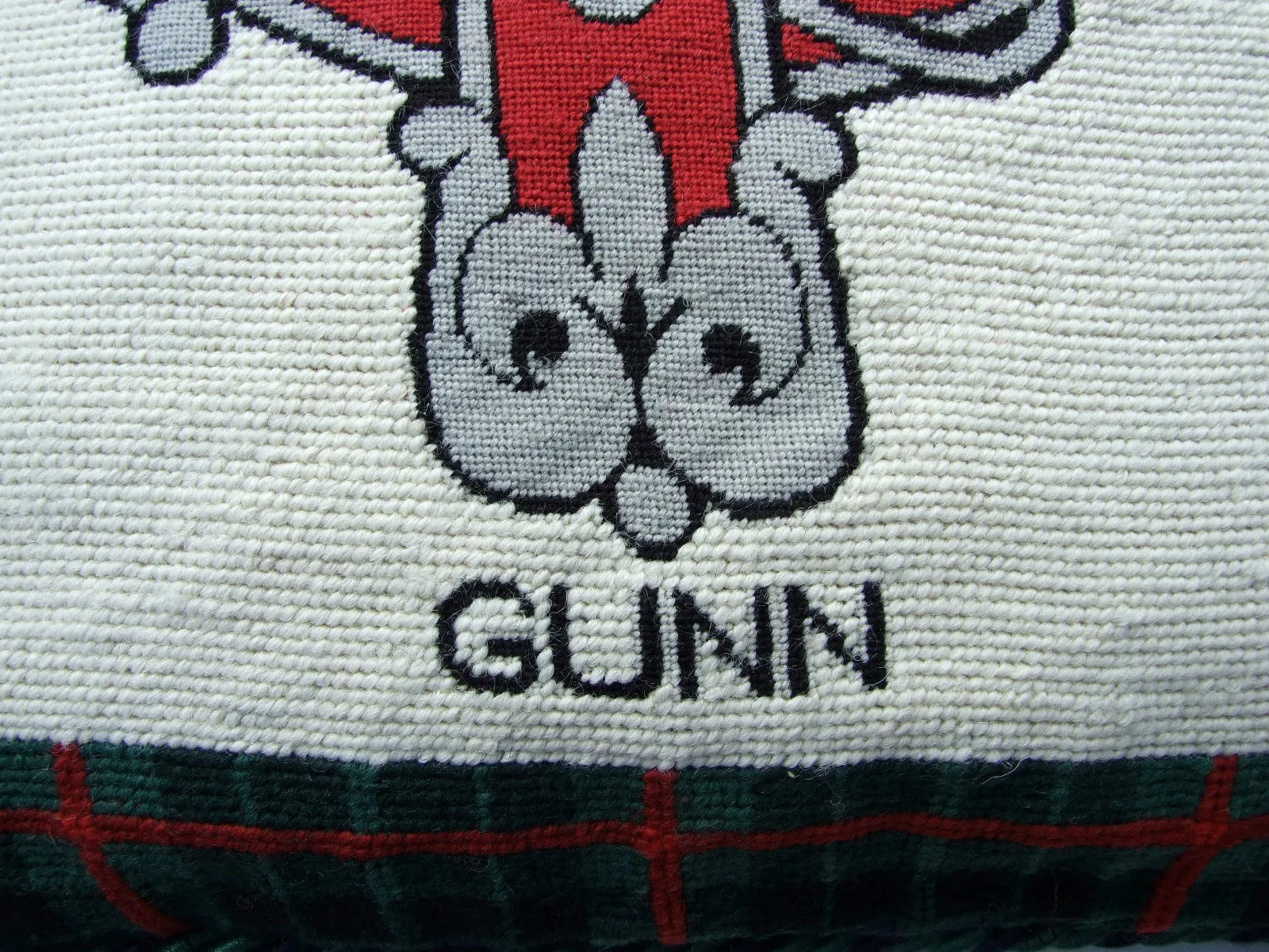 Gunn Clan Coat of Arms & Motto  Scottish Wool Needlepoint Pillow Cover Tartan Plaid