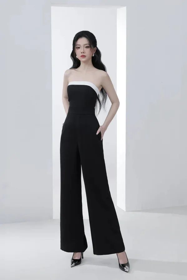 Hazelle Monochrome Jumpsuit - Black