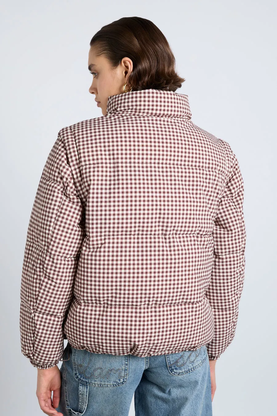 jennifer check puffer - chocolate gingham