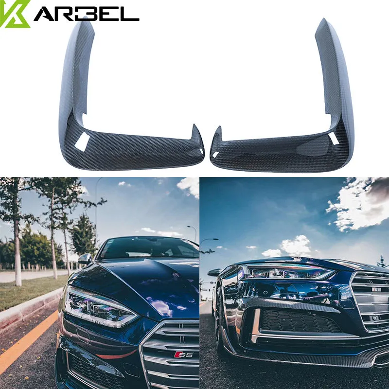 Karbel Carbon Dry Carbon Fiber Front Bumper Upper Valences for Audi S5 & A5 S Line 2017-2019 B9