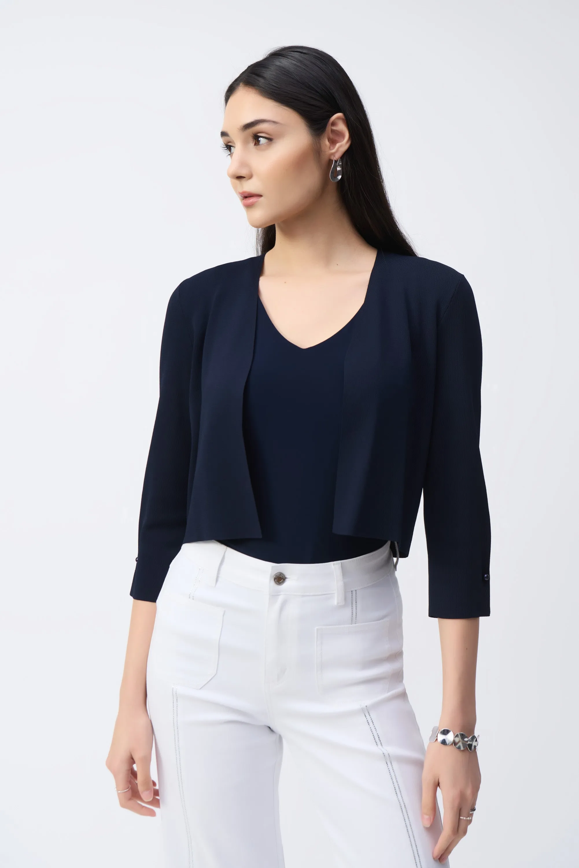 Knit Bolero Jacket With Pearl Detail <span>251900-MIDNIGHT<span>