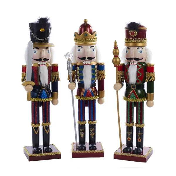 Kurt Adler 15" King and Soldier With Striped Pants Nutcracker, 3 Assorted, C4722