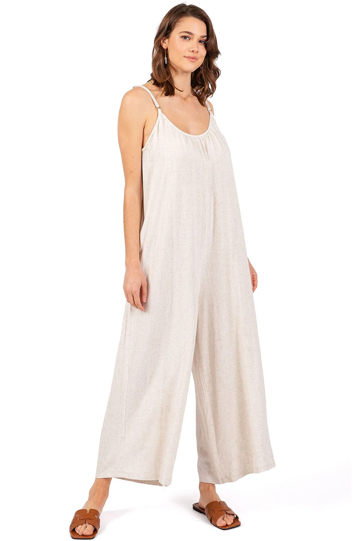 Lana Roux Tulum Wide-Leg Linen Jumpsuit