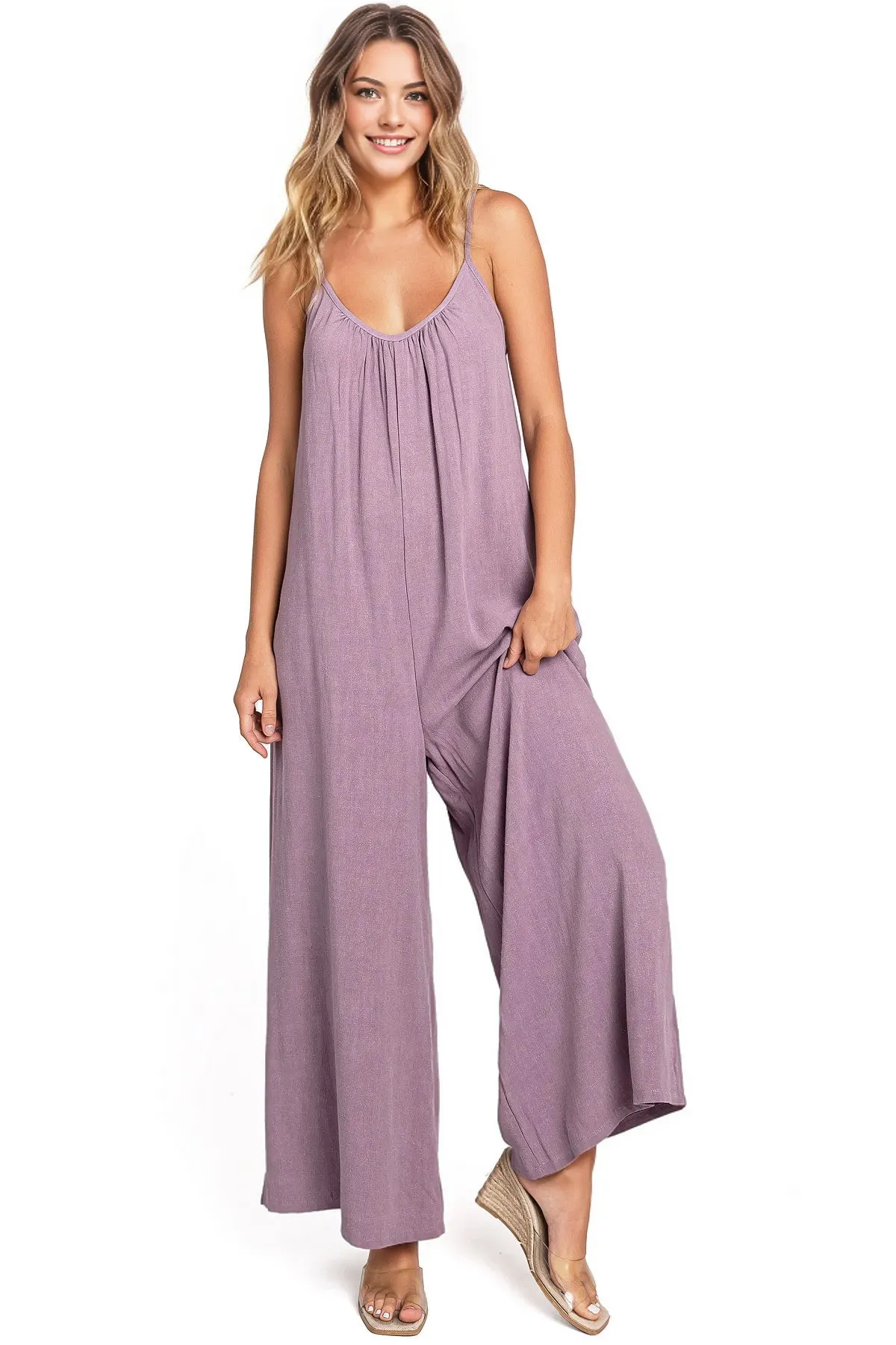 Lana Roux Tulum Wide-Leg Linen Jumpsuit