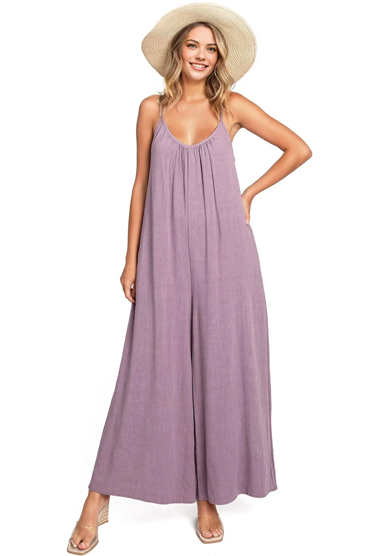 Lana Roux Tulum Wide-Leg Linen Jumpsuit