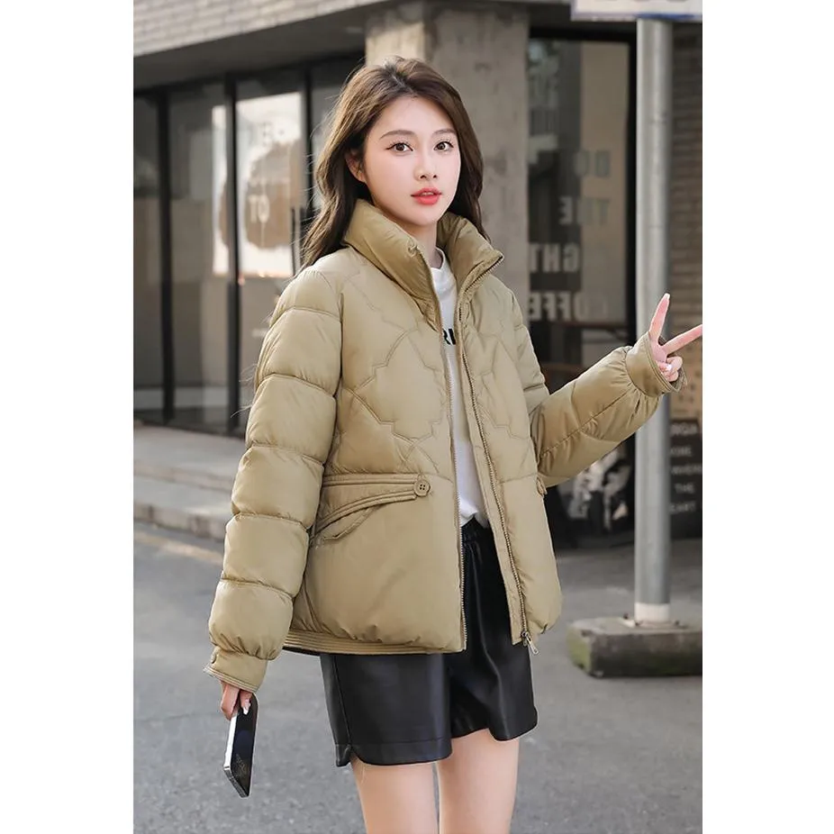 Lightweight Zip-Up Cropped Puffer Jacket