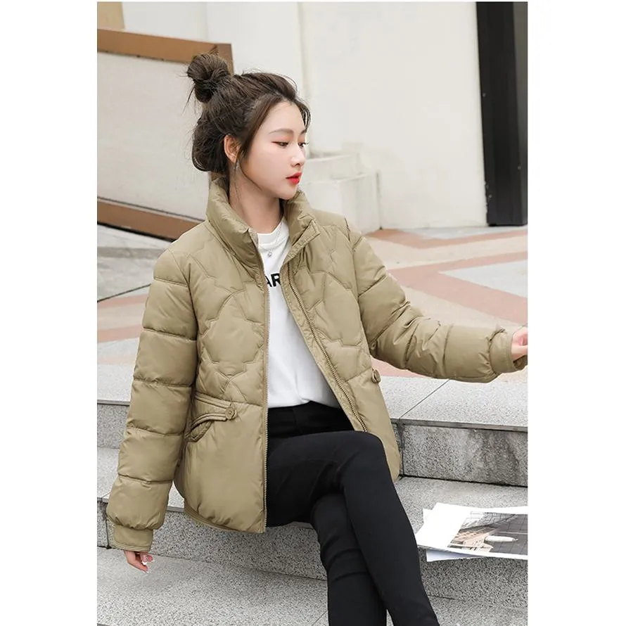 Lightweight Zip-Up Cropped Puffer Jacket