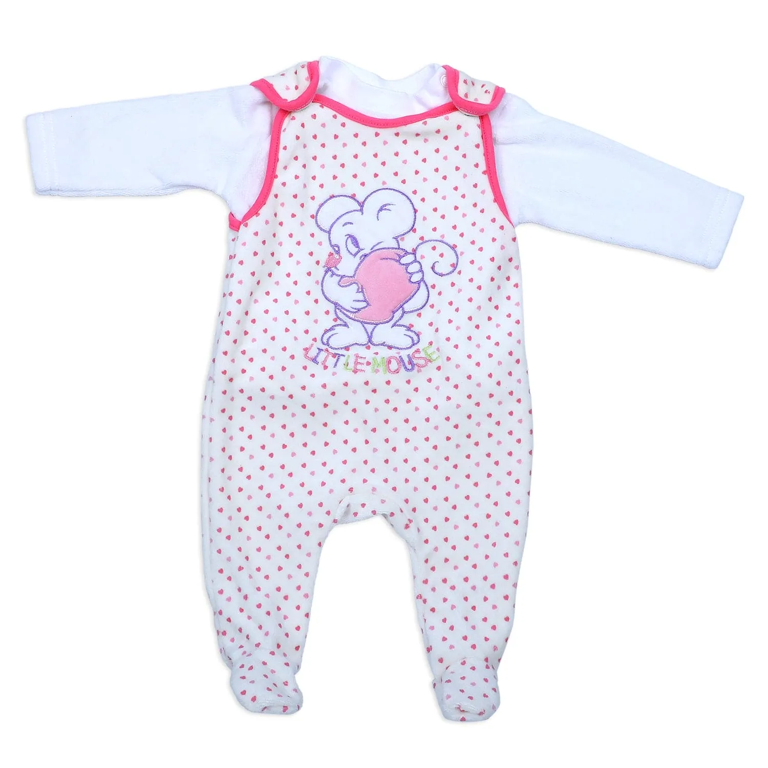 Little Mouse Infant 2 Piece Full Sleeves Tshirt And Romper Set - Pink