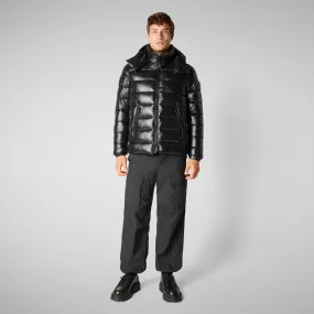 Man's animal free hooded puffer jacket Florian in black