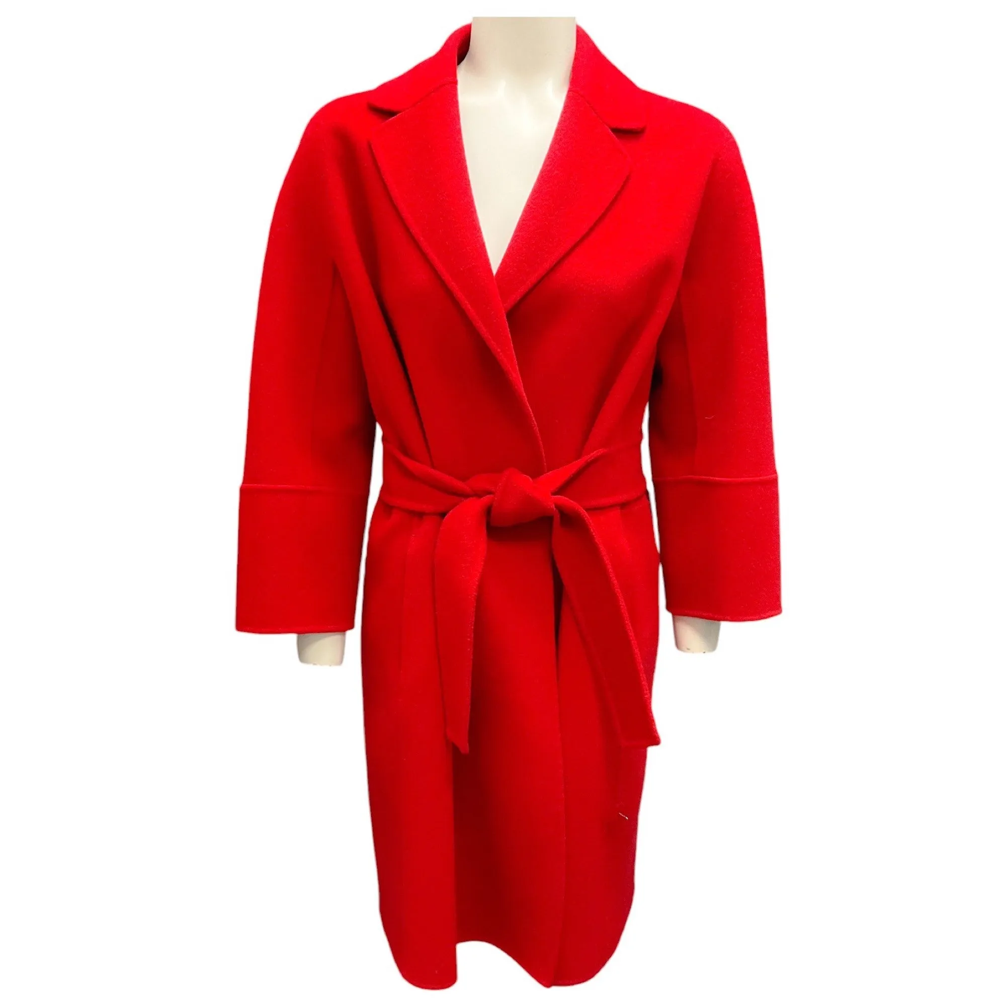 Max Mara Red Wool Coat with Belt