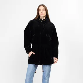 Medium 90s Bogner Black Velvet Apres Ski Parka Coat