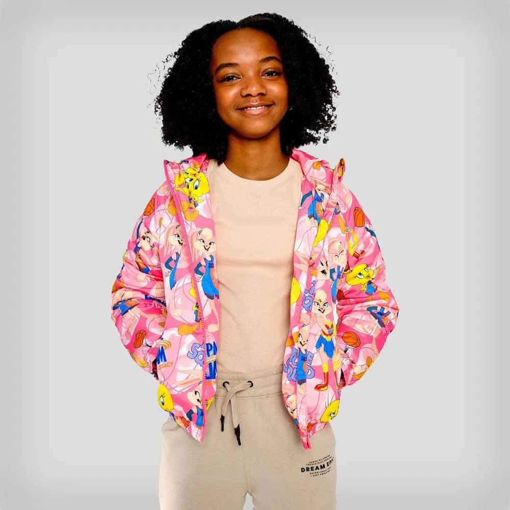 Members Only Girl's Heavy Quilted Puffer in New Looney Mash Jacket