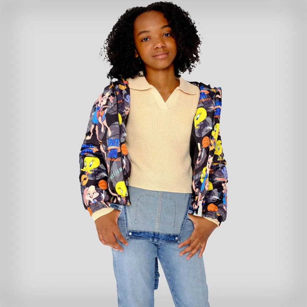 Members Only Girl's Heavy Quilted Puffer in New Looney Mash Jacket