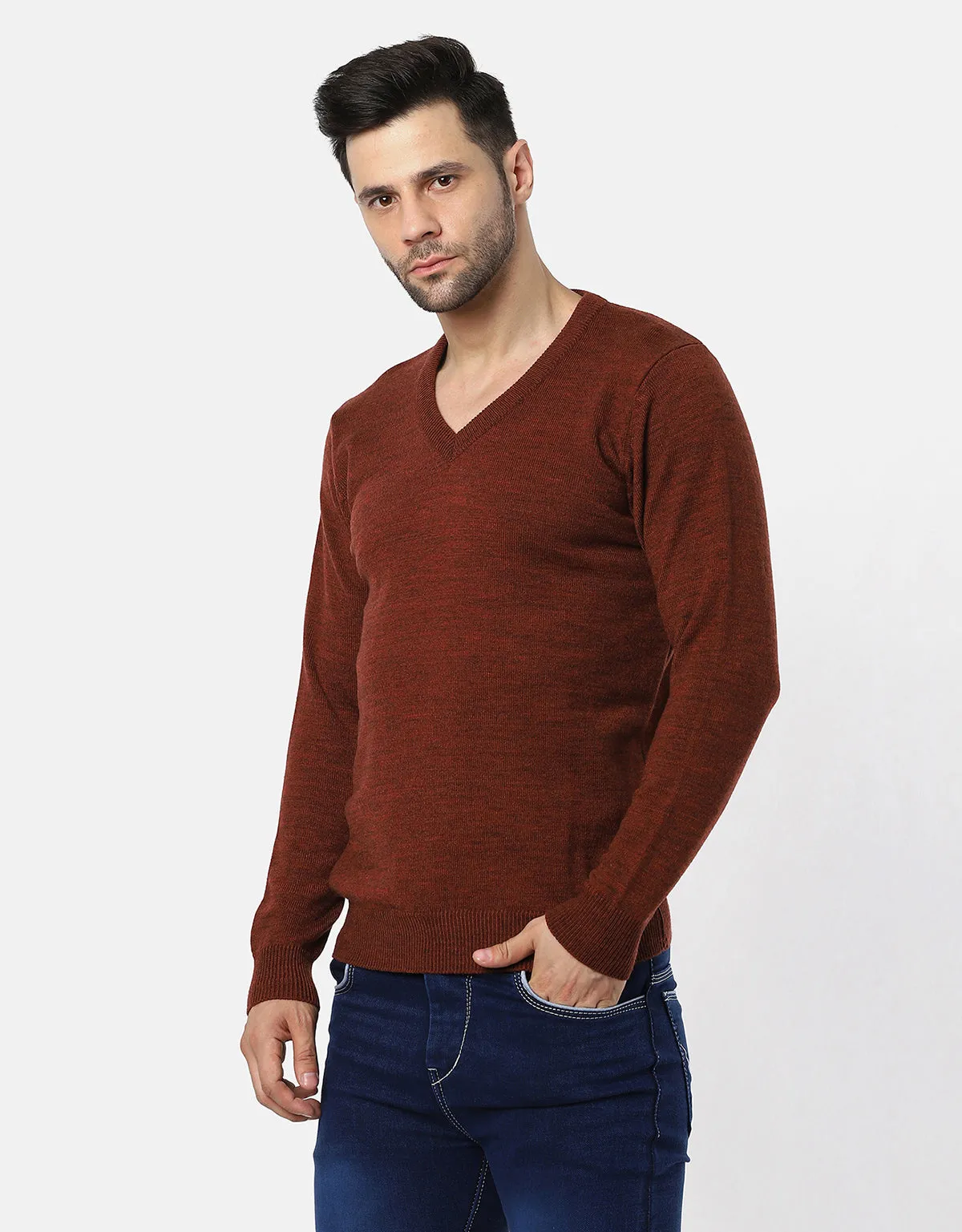 Men Woolen V-Neck Pullover