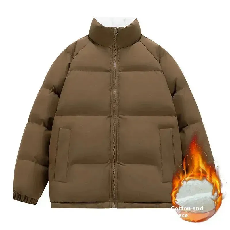 Men's Autumn And Winter Fleece-lined Thick Cotton-padded Puffer Coat