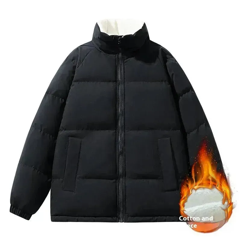 Men's Autumn And Winter Fleece-lined Thick Cotton-padded Puffer Coat