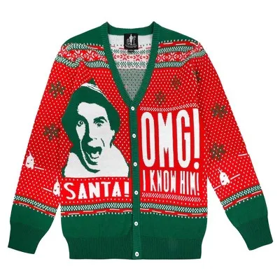 Men's Elf "Santa! OMG! I know him!" Christmas Cardigan