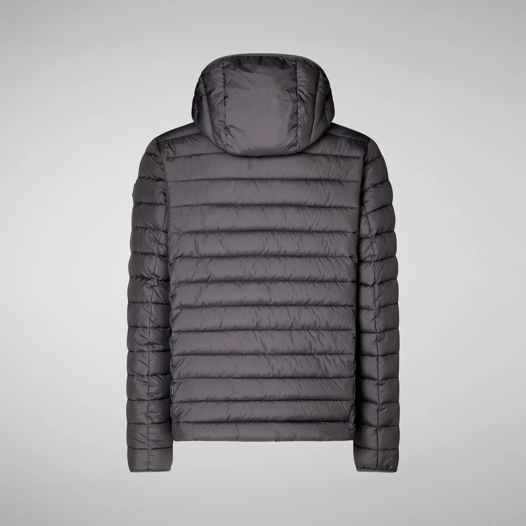 Men's  Hooded Animal free Puffer Jacket Juncus in Grey Black