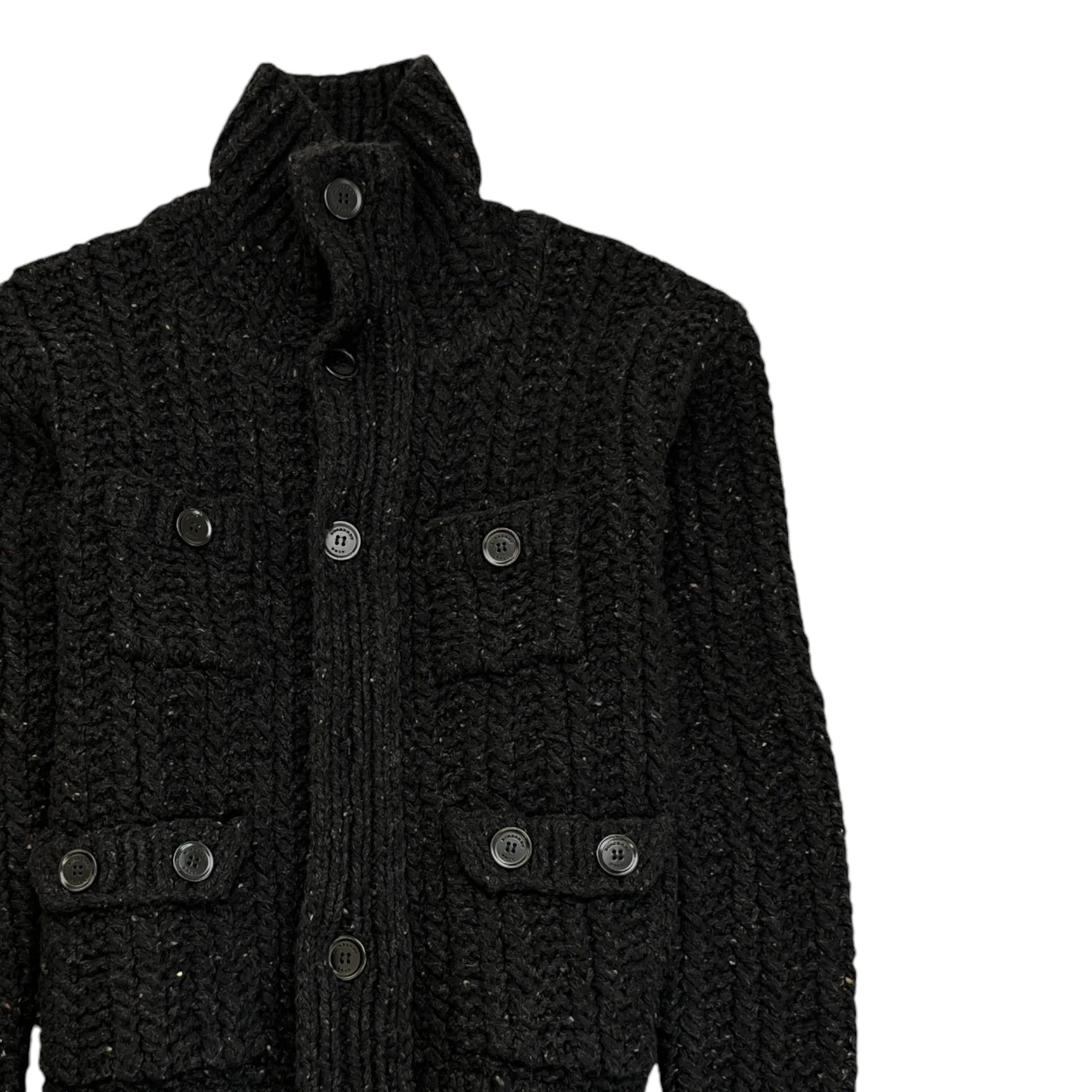 Men's Merino Wool Cardigan Black Size XS