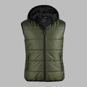 Mens Puffer Vest Hooded - Olive | Kaptan