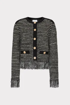 Metallic Textured Fringe Cardigan