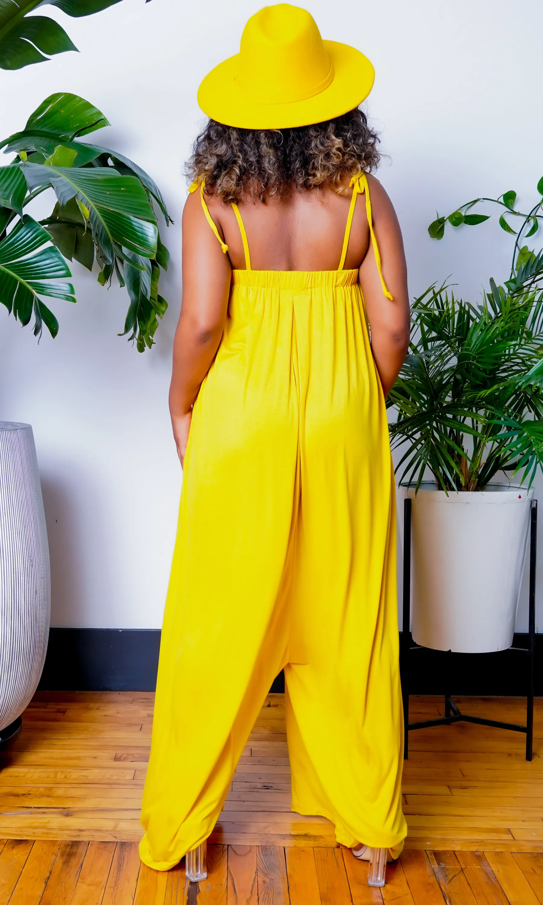 Miriam | Spaghetti Strap Harem Jumpsuit  - Gold