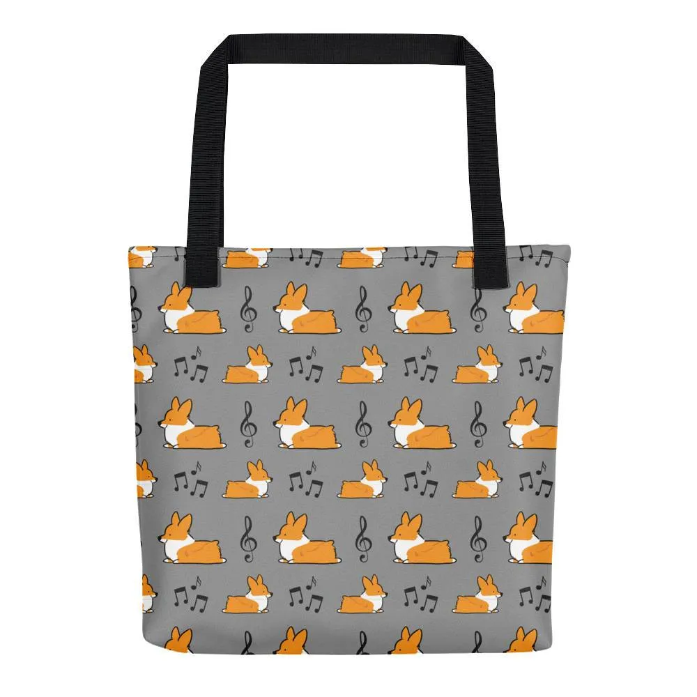 Music Notes Corgi Tote Bag