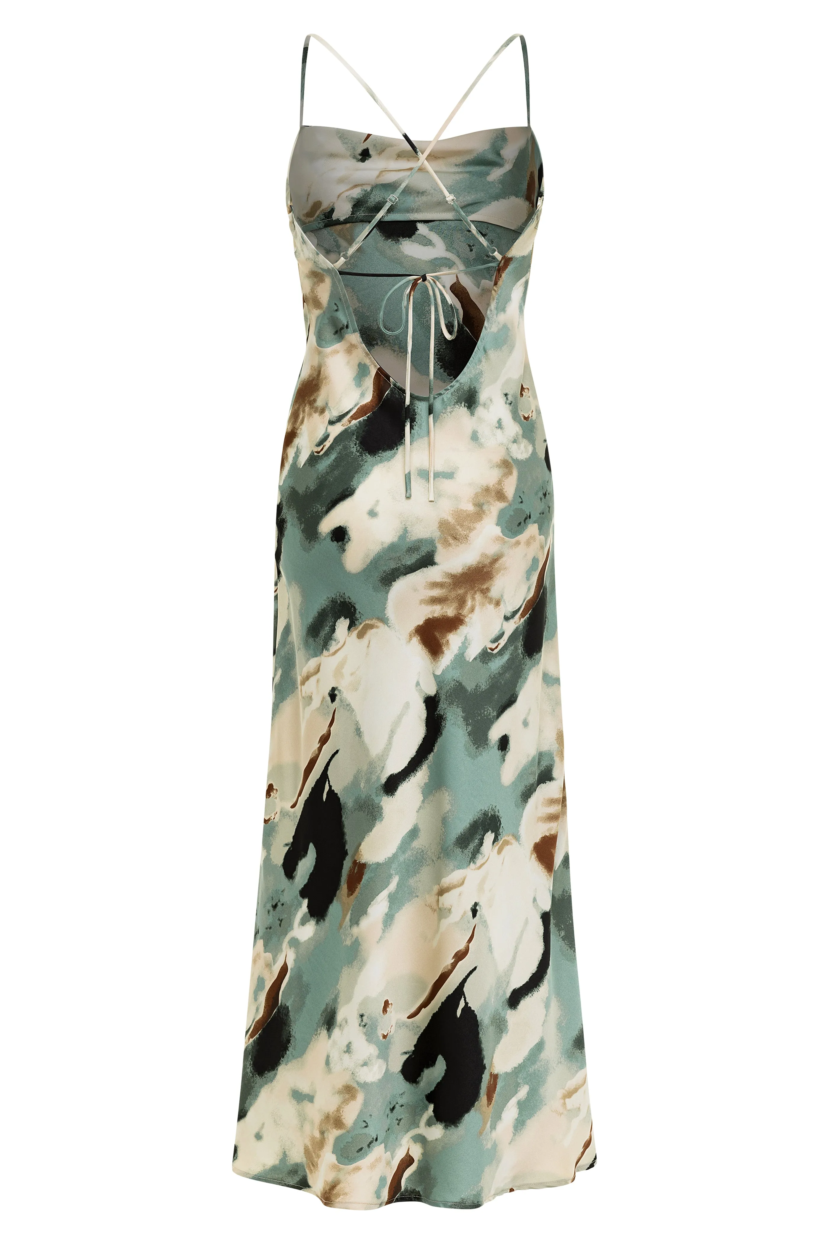 Natalia Watercolor Satin Maxi Dress