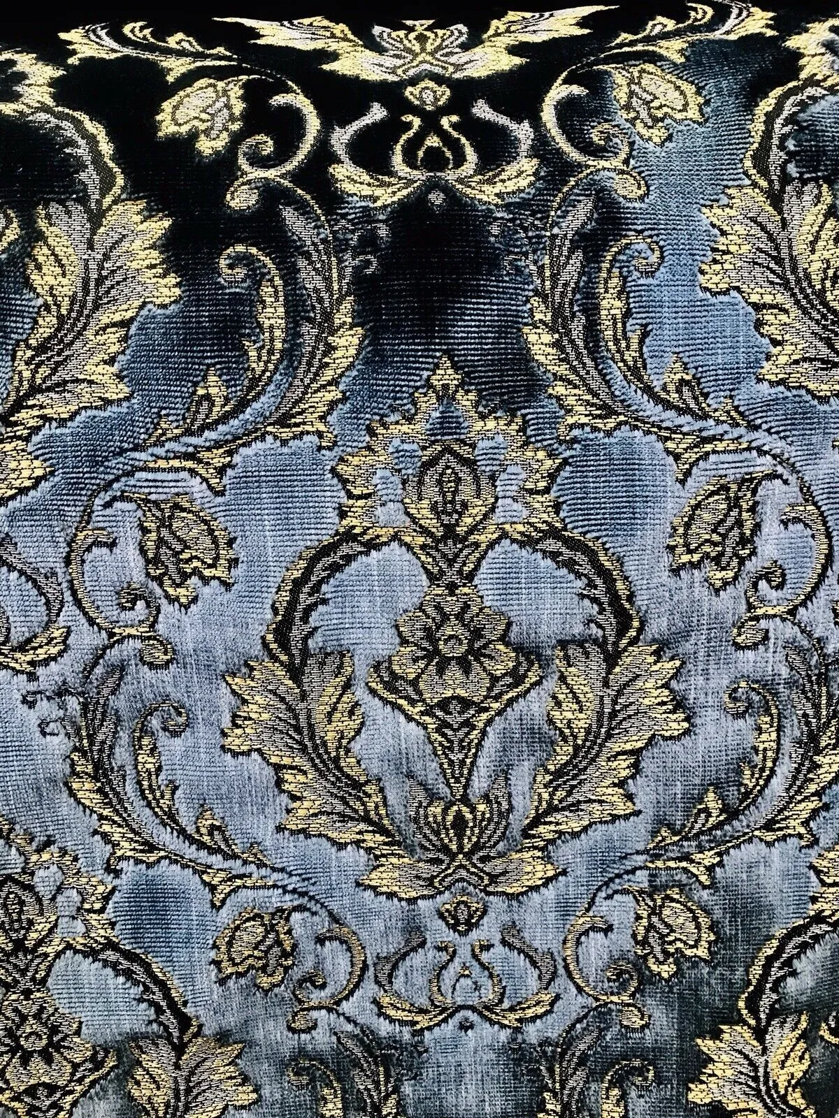 NEW Queen Estel Novelty Designer Italian Burnout Medallion Velvet Fabric - Upholstery- By The Yard