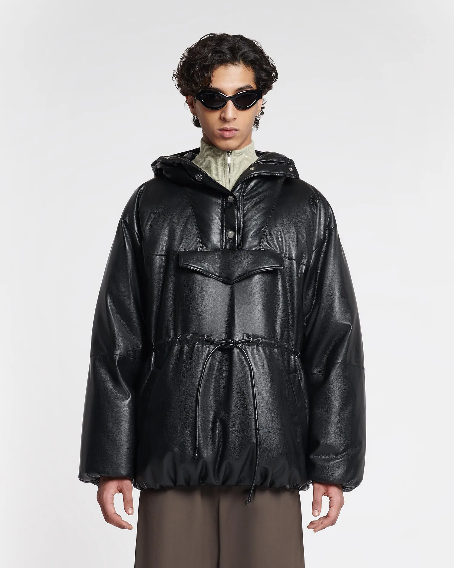 Osana - Okobor™ Alt-Leather Belted Puffer - Black