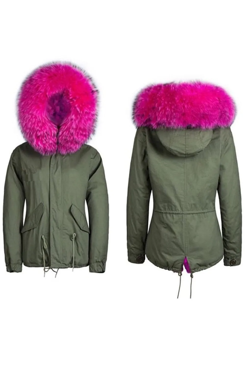 Oversized Fur Trim Hooded Parka Jacket Coat