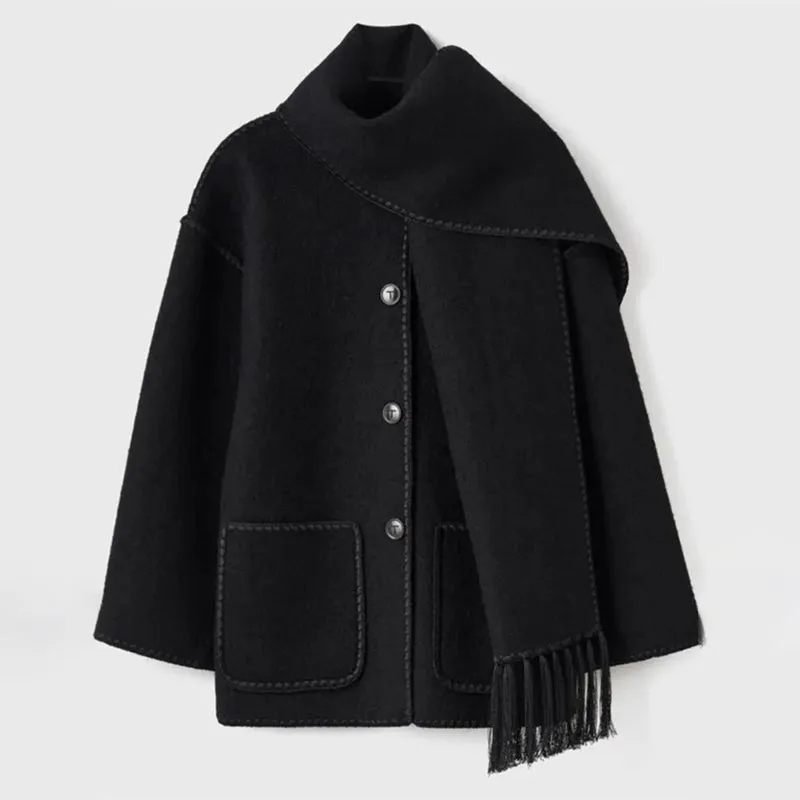 Oversized Winter Fashionista Coat Jacket with Scarf