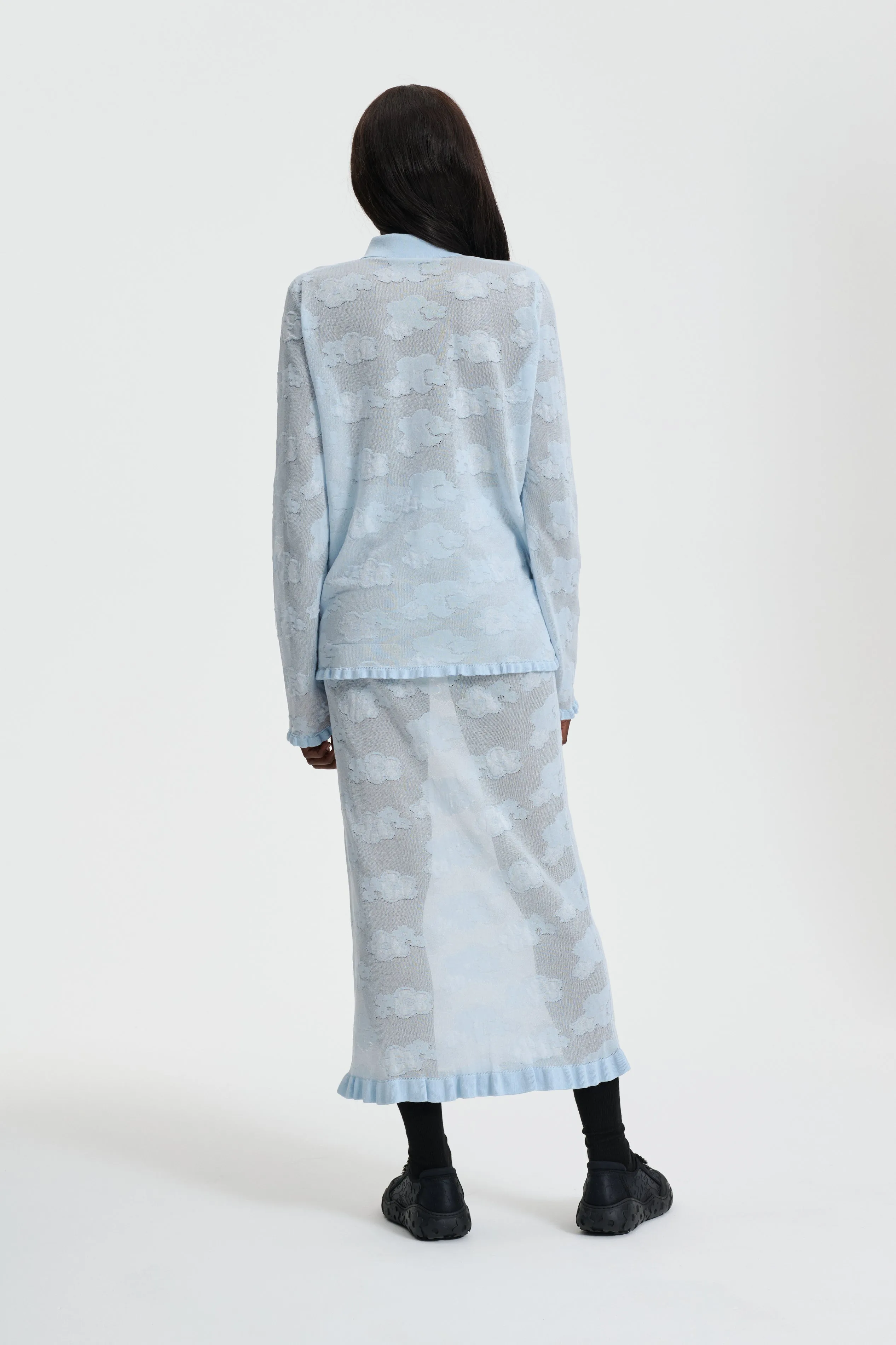 PETRA | CARDIGAN JACQUARD KNIT LIGHT BLUE