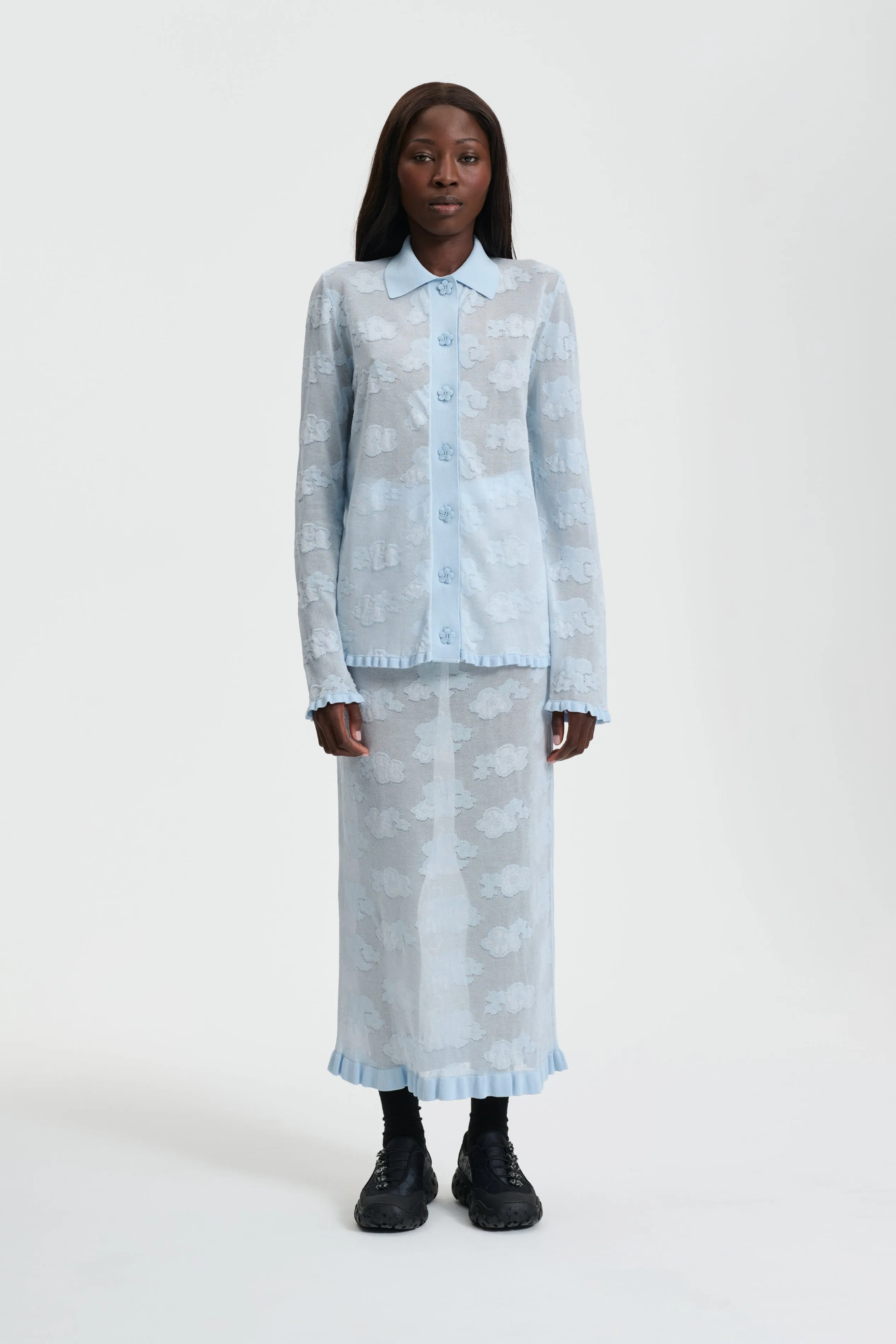 PETRA | CARDIGAN JACQUARD KNIT LIGHT BLUE