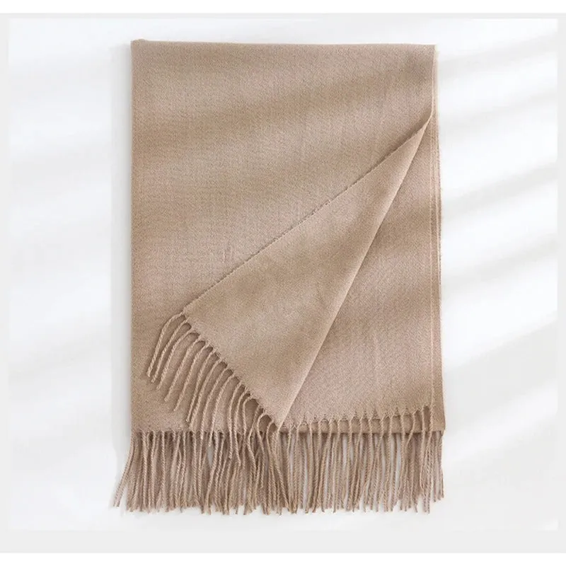 Plain Solid Colored Winter Tassel Wrap Shawl Scarfs