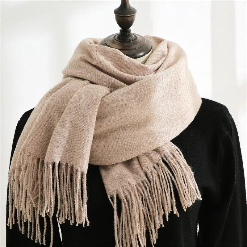 Plain Solid Colored Winter Tassel Wrap Shawl Scarfs