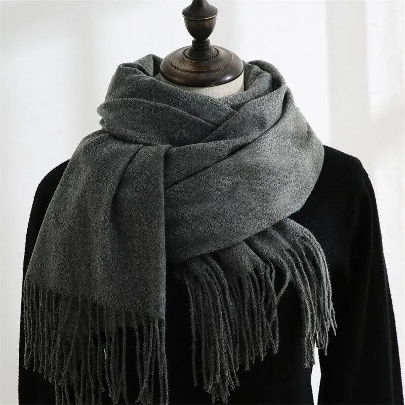 Plain Solid Colored Winter Tassel Wrap Shawl Scarfs