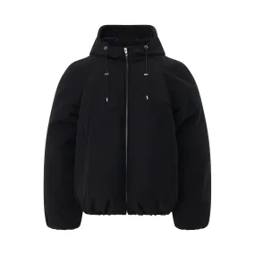 Puffer Hooded Bomber Jacket in Black