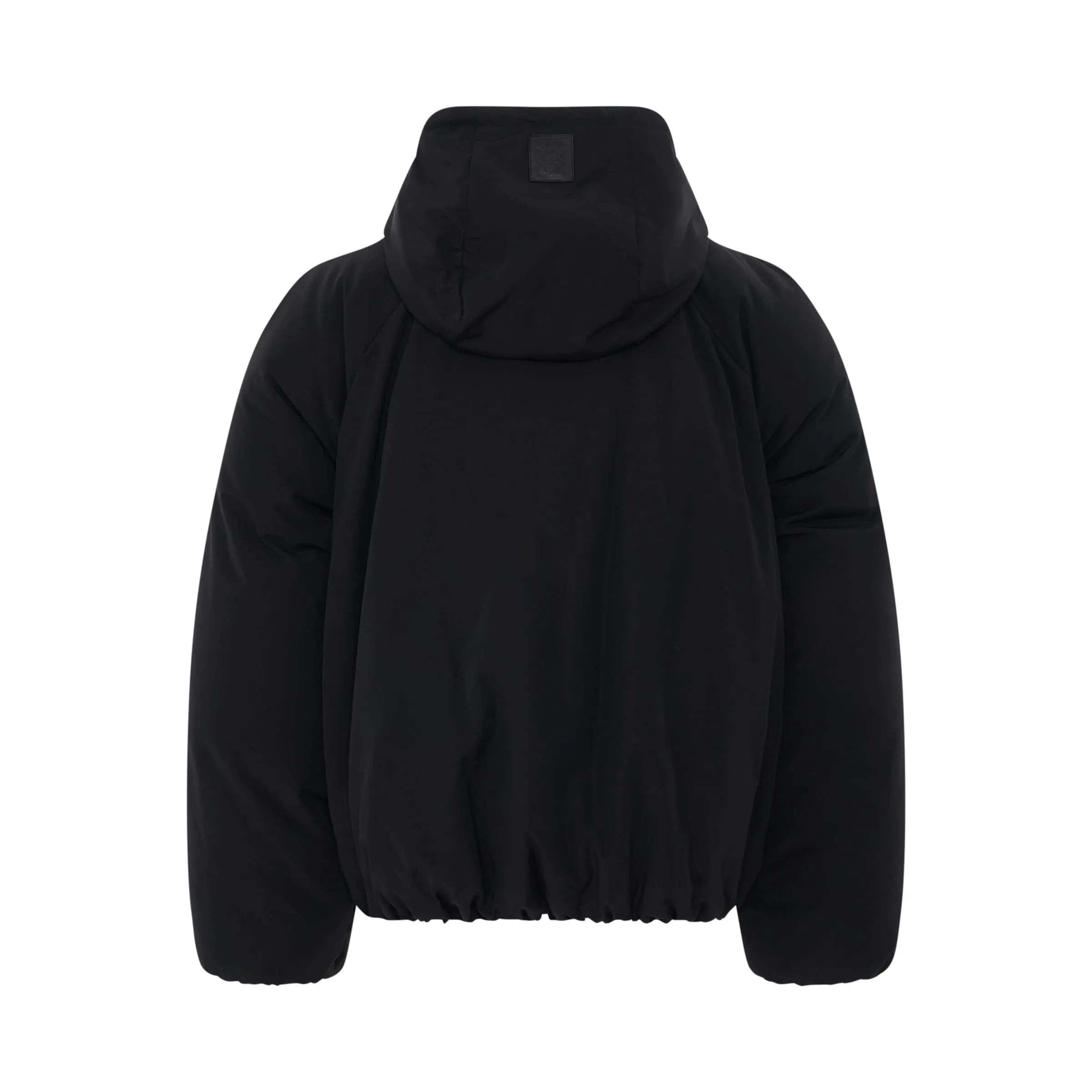 Puffer Hooded Bomber Jacket in Black