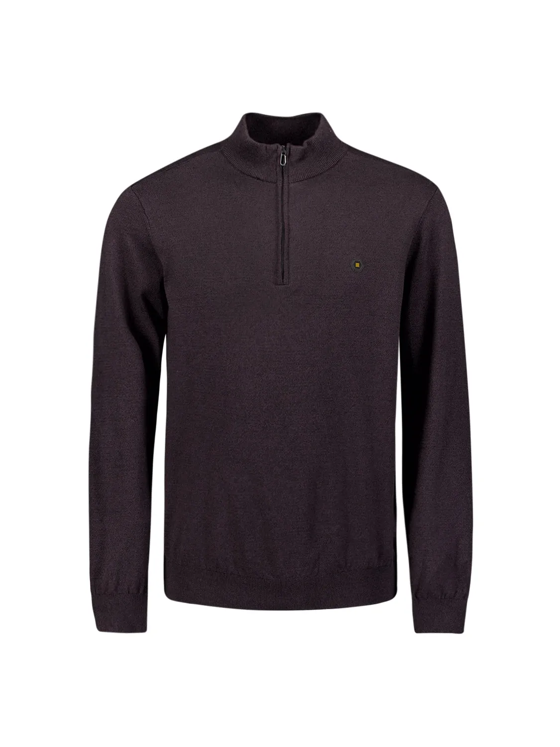 Pullover with Half Zip and Two-Tone Melange: Comfort and Style Combined | Aubergine