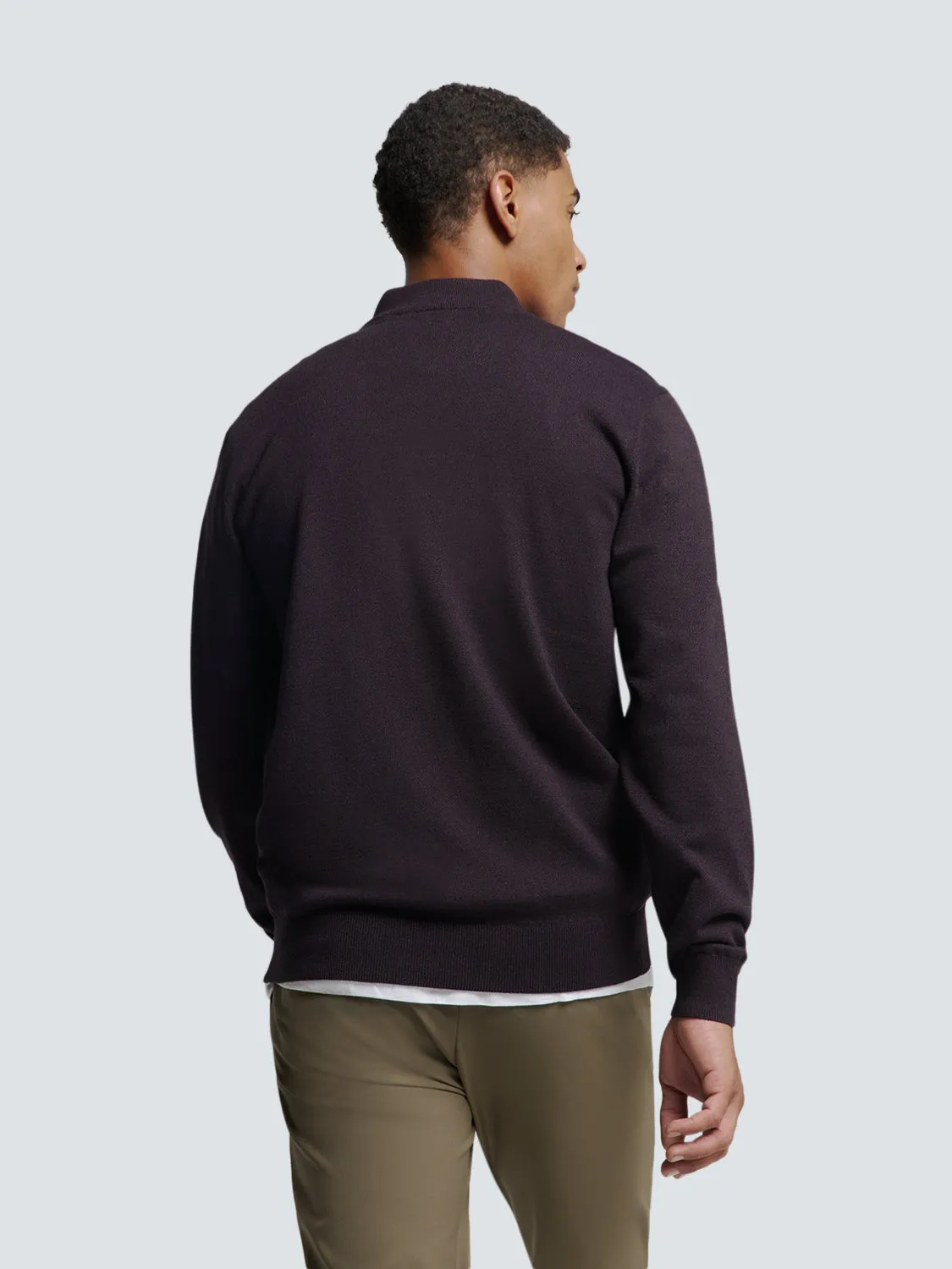 Pullover with Half Zip and Two-Tone Melange: Comfort and Style Combined | Aubergine