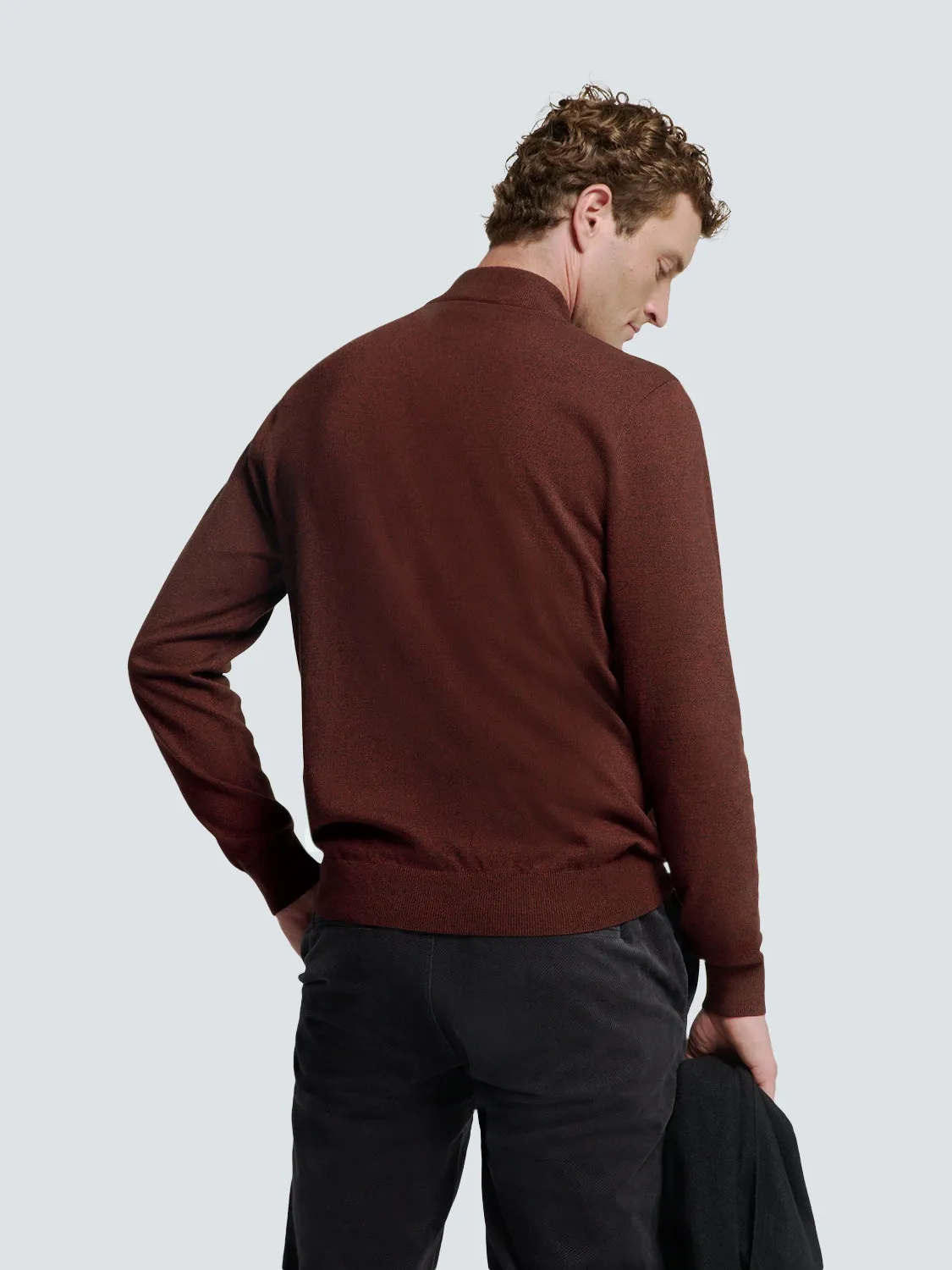 Pullover with Half Zip and Two-Tone Melange: Comfort and Style Combined | Rusty