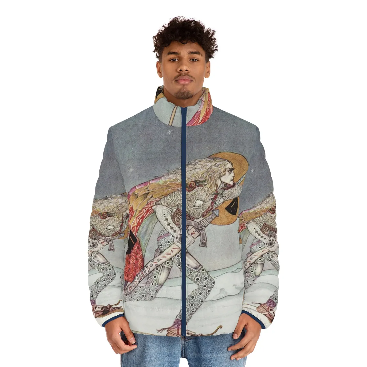 "Enchanted Puffer Jacket: Inspired by Kay Nielsen's Fairytale Illustrations"