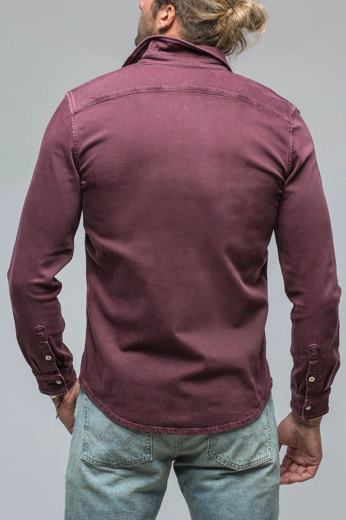 Ranger Colored Denim Snap Shirt In Bordeaux