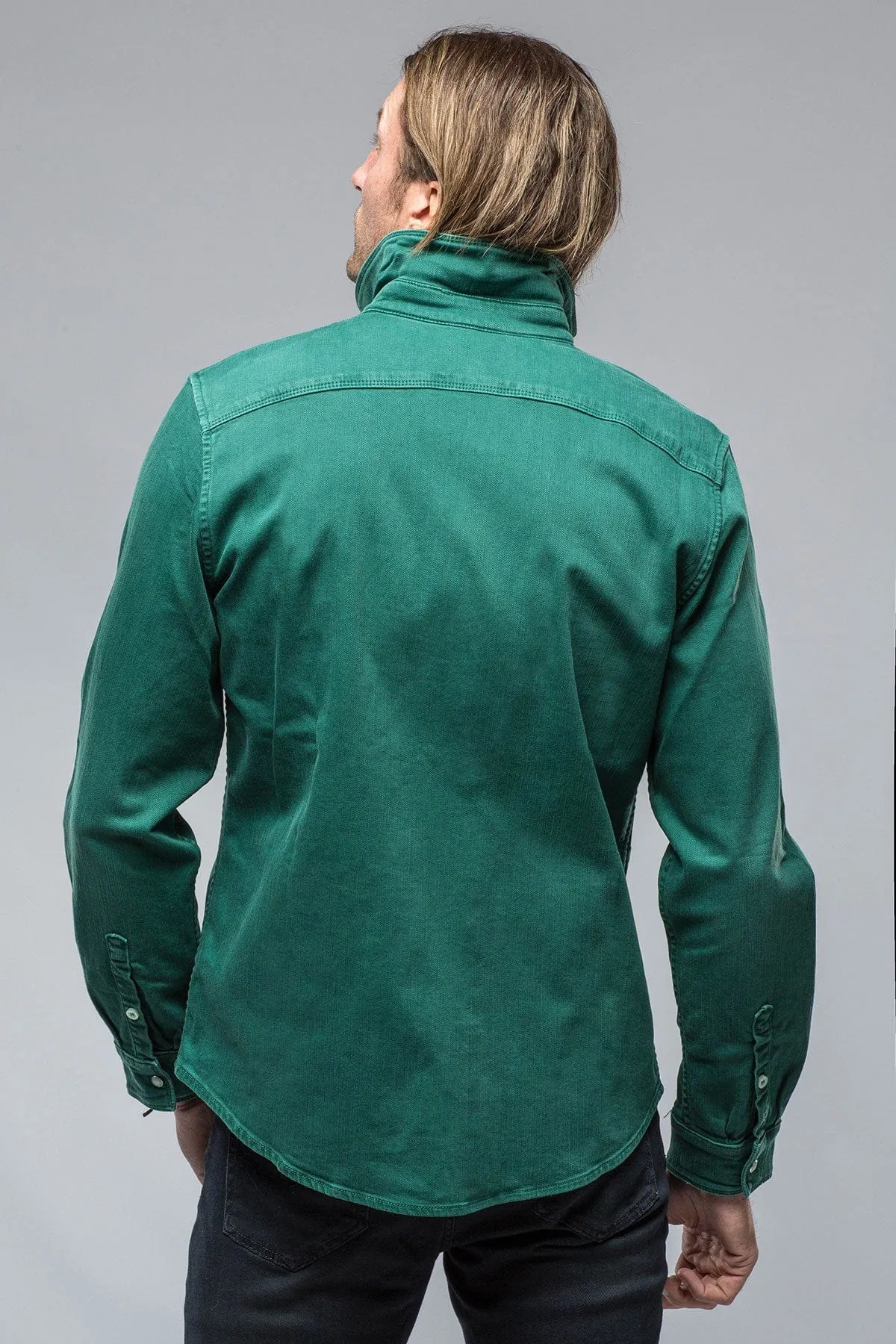 Ranger Colored Denim Snap Shirt In Green